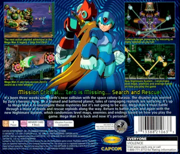 Mega Man X6 (US) box cover back